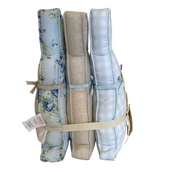 Shabby Chic Easter Bunny Rabbit Pillows Floral Plaid Muslin Set of 3 NEW - Picture 5 of 5